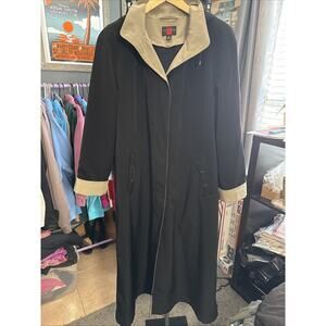 Vintage Gallery Black/Tan Size 4 Trench Coat Removable Liner And Hood